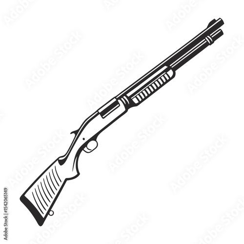 vector illustration of a gun, silhouette of a weapon in side view