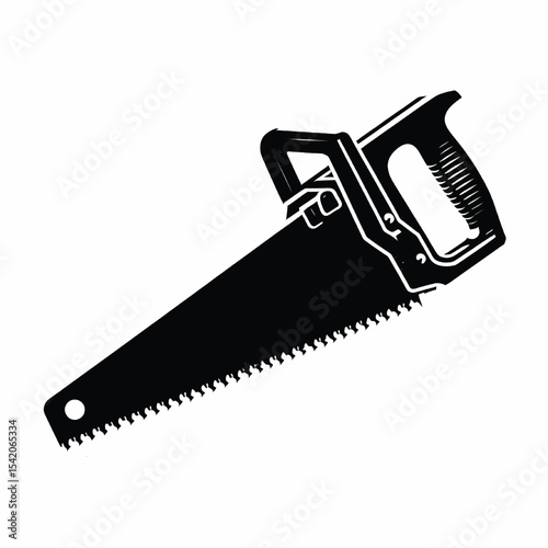 Hand saw cutting tool silhouette vector illustration isolated on a white background