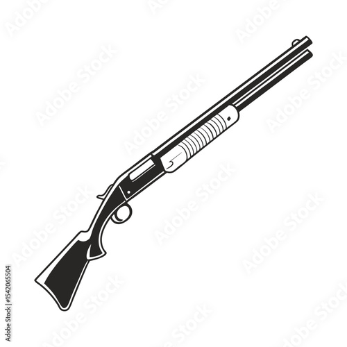 vector illustration of a gun, silhouette of a weapon in side view