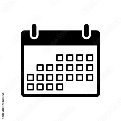 Black calendar icon with grid representing days