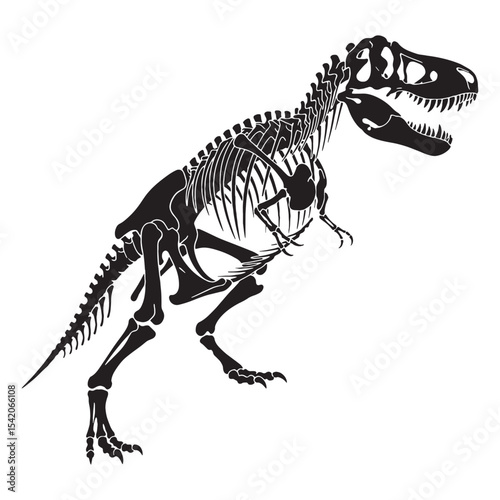 Prehistoric strength in design – Tyrannosaurus rex skeleton silhouette enhanced by structured Tyrannosaurus rex skeleton vector – dinosaur skeleton silhouette

