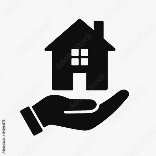 very simple flat and single minimalist House Purchase Silhouettes in black on a white background