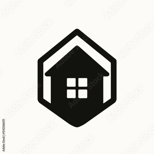 very simple flat and single minimalist House Emblem Silhouettes in black on a white background