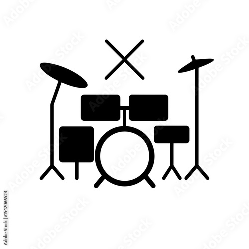 very simple flat and single minimalist Drums Instrument Silhouettes in black on a white background