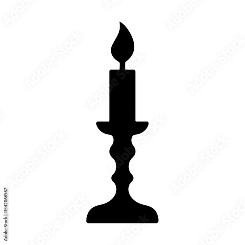 very simple flat and single minimalist Candlestick Silhouettes in black on a white background