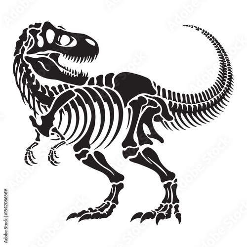 A silhouette shaped by science – Tyrannosaurus rex skeleton silhouette and detailed Tyrannosaurus rex skeleton vector – dinosaur skeleton silhouette

