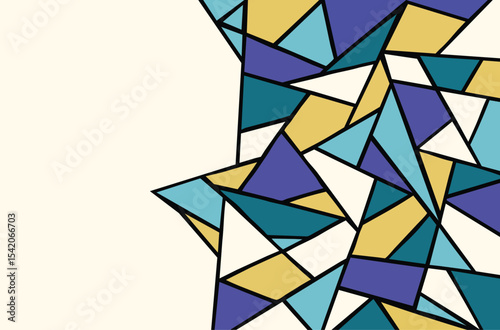 Geometric Abstract Pattern with copy space
Stained Glass Inspired Background
Colorful Polygons with Black Lines
Modern Mosaic Design
Irregular Geometric Shapes Pattern