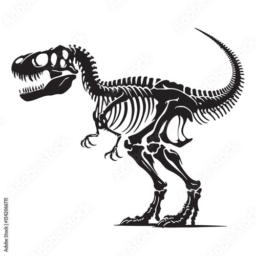 Skeletal might preserved – Tyrannosaurus rex skeleton silhouette drawn with bold Tyrannosaurus rex skeleton vector – dinosaur skeleton silhouette

