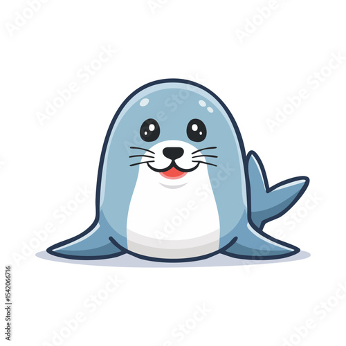 A charming cartoon seal illustration with an adorable expression, waving hello. The seal has a cheerful smile and welcoming gesture