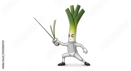 Leek Fencer: Vegetable Athlete with a Sword