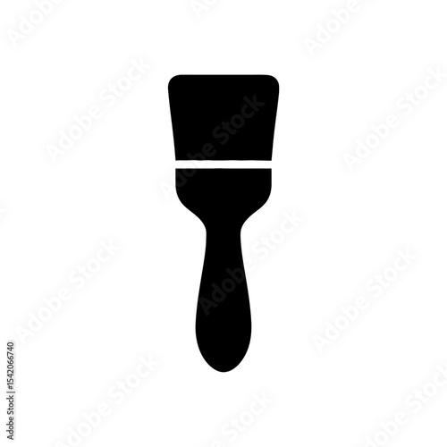 very simple flat and single minimalist Paint Brush Silhouettes in black on a white background