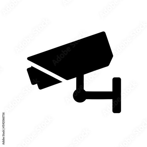 very simple flat and single minimalist Security Camera Silhouettes in black on a white background
