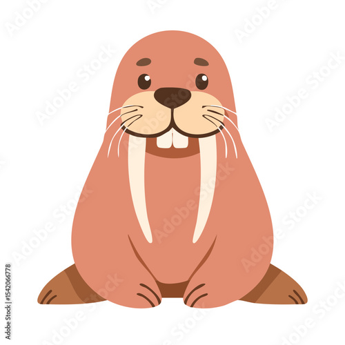 A cute cartoon walrus smiling