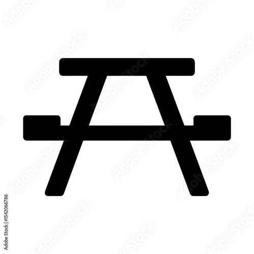 very simple flat and single minimalist Picnic Table Silhouettes in black on a white background