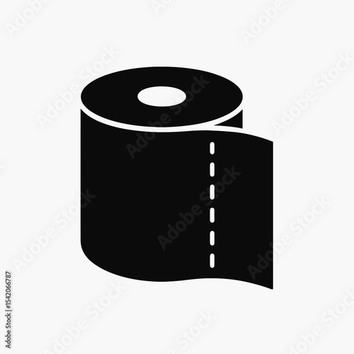very simple flat and single minimalist Toilet Paper Silhouettes in black on a white background