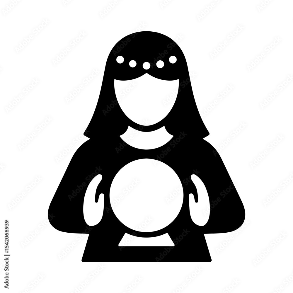 custom made wallpaper toronto digitalvery simple flat and single minimalist Psychic and Crystal Ball Silhouettes in black on a white background