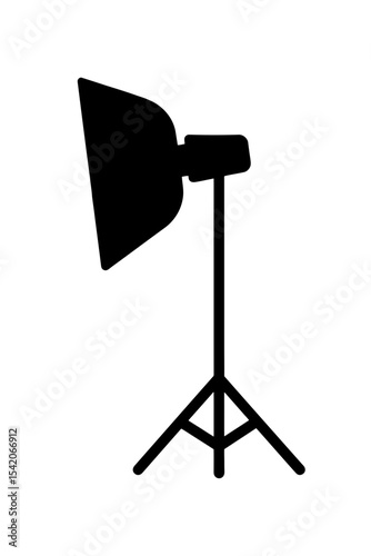 very simple flat and single minimalist Photography Lighting Equipment Silhouettes in black on a white background