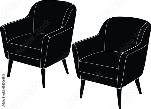 Pair of armchairs silhouette side by side