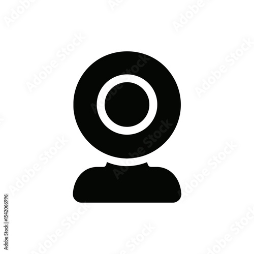 very simple flat and single minimalist Webcam Silhouettes in black on a white background