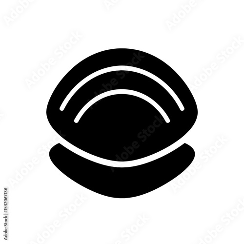 very simple flat and single minimalist Clams Silhouettes in black on a white background