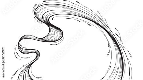 Flowing Black Lines with Smooth Curves and Drips