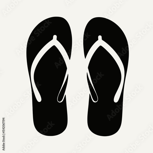 very simple flat and single minimalist Sandals Silhouettes in black on a white background