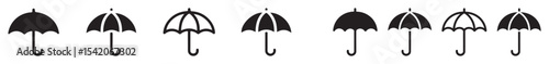 Collection of Simple Umbrella Icons Perfect for Website Design and App Development
