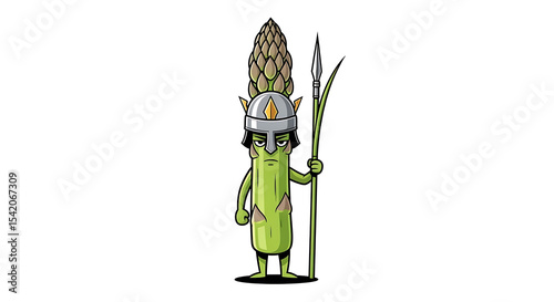Asparagus Gladiator Cartoon Character