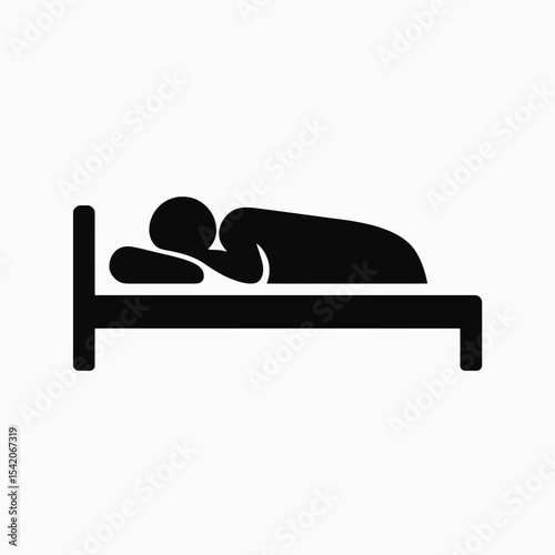 very simple flat and single minimalist Sleeping Silhouettes in black on a white background