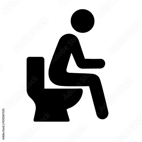 very simple flat and single minimalist Using Toilet Silhouettes in black on a white background