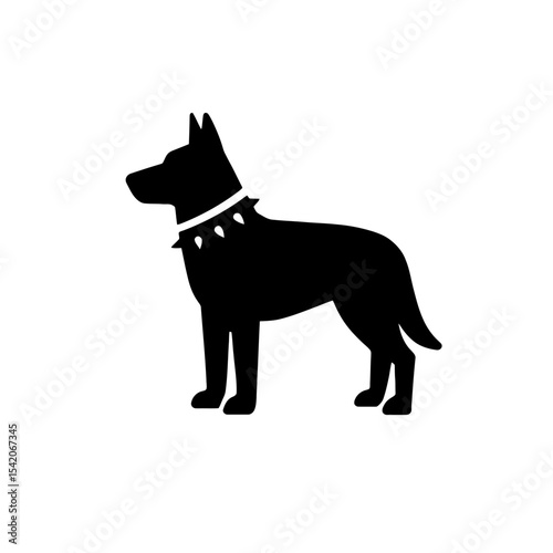 very simple flat and single minimalist Guard Dog Silhouettes in black on a white background