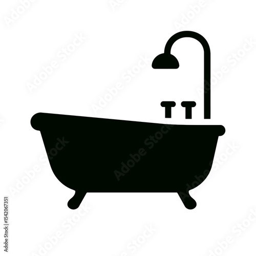 very simple flat and single minimalist Bathtub Silhouettes in black on a white background