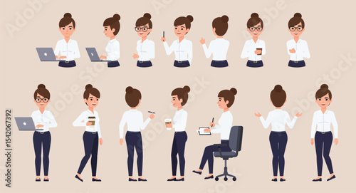 Business Woman Professional Mascot Set 2