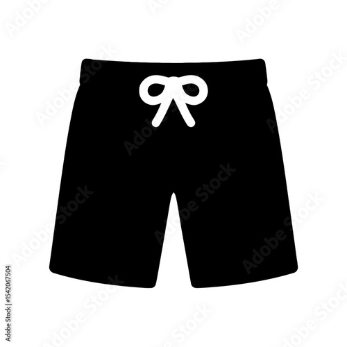 very simple flat and single minimalist Pair of Shorts Silhouettes in black on a white background