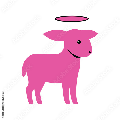 Gentle lamb with a glowing halo symbolizing peace and Easter spirit Vector illustration