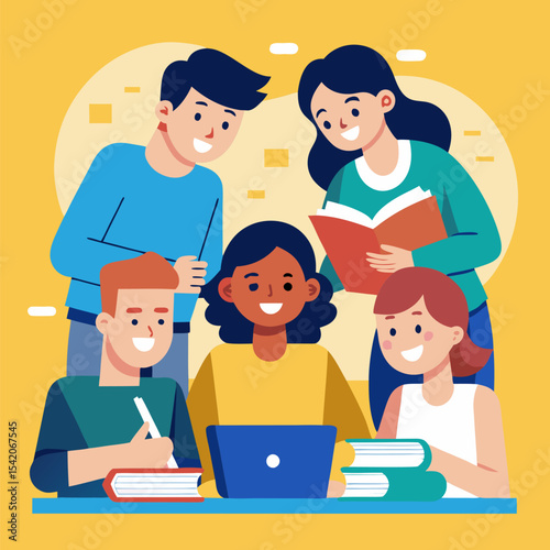 
Students working together on homework at a study table
