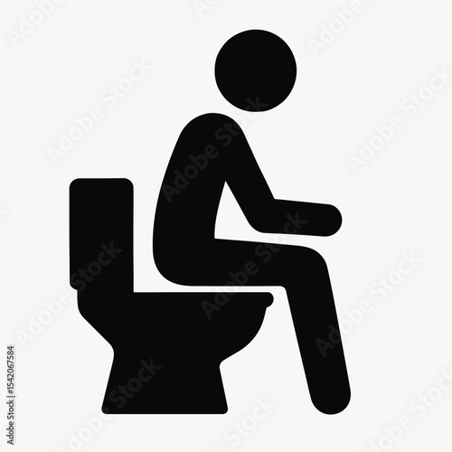 very simple flat and single minimalist Sitting on a Toilet Silhouettes in black on a white background