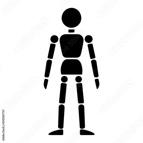 very simple flat and single minimalist Art Stick Figure Model Silhouettes in black on a white background