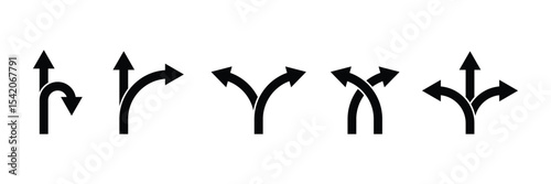 Set of way direction arrow icon collection. Road traffic direction symbol.