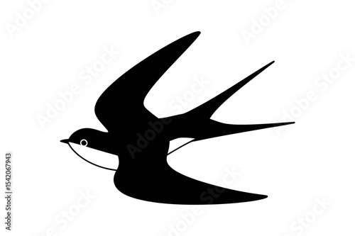 Black silhouette flying swallow bird vector image