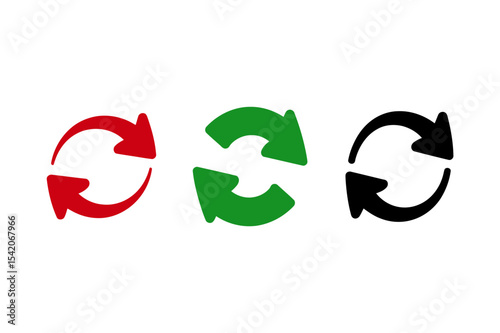 Recycle arrows icons red green and black design