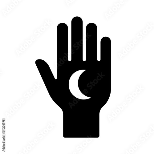 very simple flat and single minimalist Palm Reading Silhouettes in black on a white background