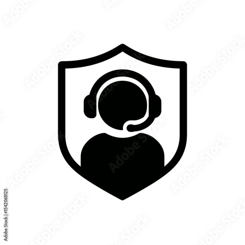 very simple flat and single minimalist Customer Service Badge Silhouettes in black on a white background