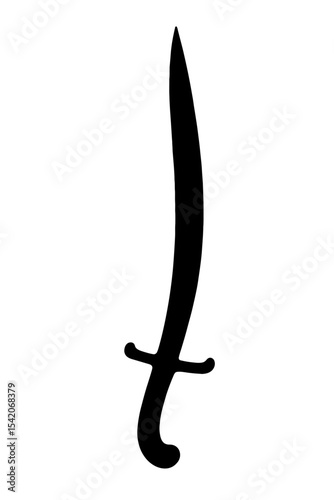 very simple flat and single minimalist Middle Eastern Swords Silhouettes in black on a white background