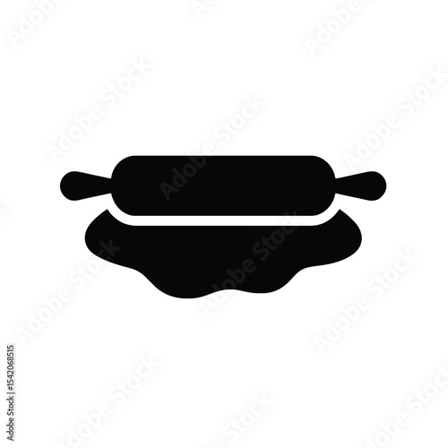 very simple flat and single minimalist Rolling Dough Silhouettes in black on a white background