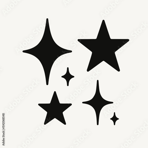 very simple flat and single minimalist Sparkly Decoration Silhouettes in black on a white background
