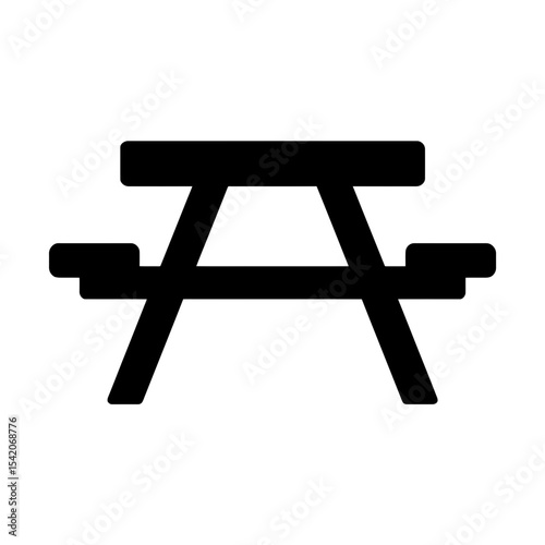 very simple flat and single minimalist Picnic Table Silhouettes in black on a white background