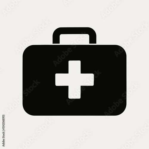 very simple flat and single minimalist Firsaid Box Silhouettes in black on a white background