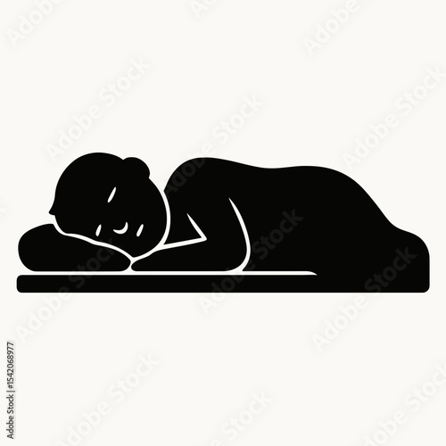 very simple flat and single minimalist Sleeping Silhouettes in black on a white background