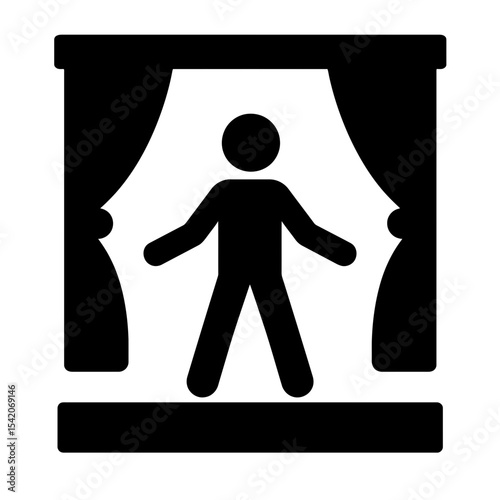 very simple flat and single minimalist Stage Silhouettes in black on a white background